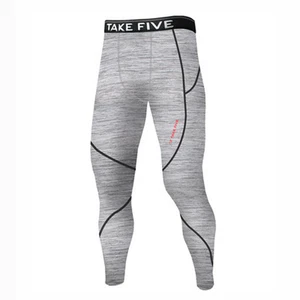 Take Five Mens Lined Skin Tight Compression Base Layer Running Pants Gray NP514 - Picture 1 of 6