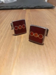 Retro Vintage Square Cufflinks Red Christmas Gift in very good condition - Picture 1 of 4