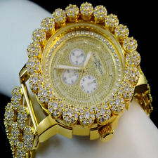 Men's Khronos Yellow Gold Finish Real Diamond Joe Rodeo Cluster Bezel Iced Watch