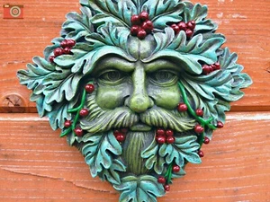 BERRY BEARD, GREEN MAN WALL PLAQUE SCULPTURE. Lovely & Beautiful. Tree Spirits - Picture 1 of 9
