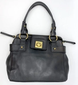 Banana Republic Leather Zip Top Satchel Quality Brass Hardware Purse Handbag - Picture 1 of 10