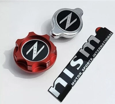 RED RACING CNC BILLET OIL CAP & RADIATOR CAP KIT FOR NISM-O 350Z 370Z 300ZX  9 - Image 1 of 4