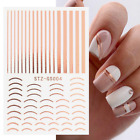 Nail Art Stickers Decals Rose Gold Lace Abstract Lines French Line Manicure Gs04