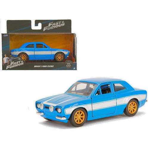 BRIAN'S FORD ESCORT RS2000 MK1 FAST & FURIOUS BLUE/WHITE 1:32 Jada Toys Movie Mo - Immagine 1 di 1