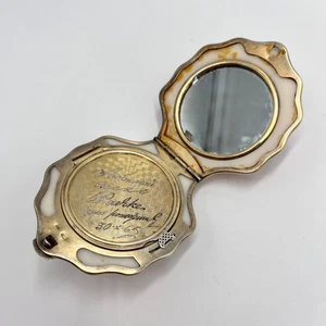 Vintage USSR 875 Gilded Silver Shell Compact Mirror 1965 Soviet Makeup Collectib - Picture 1 of 8