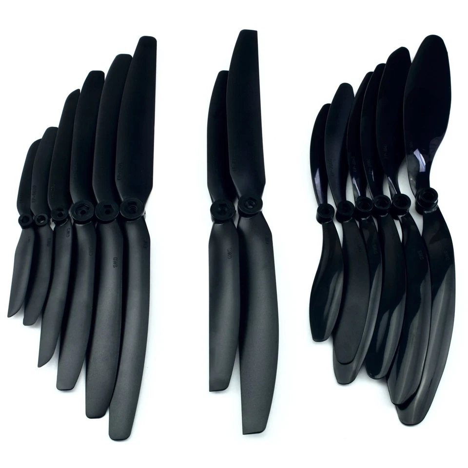 GWS Luftschrauben Propeller 5 & 10 Sets Slow Flyer Schwarz 4,5,6,7,8,9,10 Zoll - Bild 1 von 1