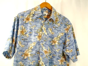 Pierre Cardin Kurzarm Hemd mit Knopfleiste Blau Fisch & Koralle Design Herren L - Bild 1 von 7