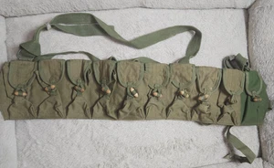 Vintage Military Canvas Chest Rig - 10-Cell Olive Drab Magazine Pouch - Wood - Bild 1 von 15