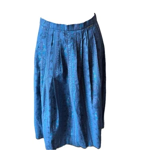 Falda plisada vintage GEIGER Austria floral algodón para mujer S larga 38 azul - Imagen 1 de 14