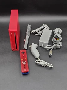 Nintendo Wii Red Console & Mario Wii Remote (25th Anniversary) RVL-001 (TESTED) - Picture 1 of 11