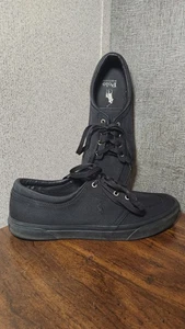 Polo Ralph Lauren Herren Größe 11 Faxon X Schwarz Canvas Schuhe EUR 44  - Bild 1 von 23