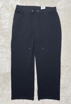 JM Collection Pants Women's XL Deep Black Wide Leg Pull On Woven Elastic Waist  - Image 1 of 4