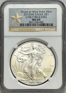 2012-W Silver Eagle Early Release Struck at West Point Mint Label NGC MS 69 - Picture 1 of 4