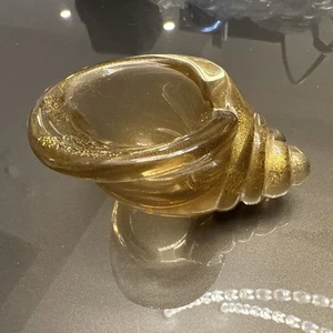 Archimede Seguso Murano Glass Small Gold Conch Shell Twisted Gold Speck - Picture 1 of 6