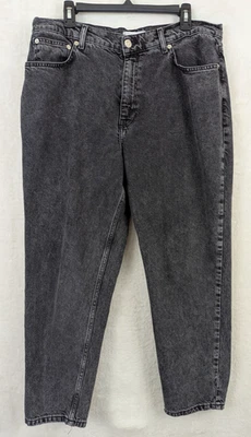 Pantalones de mezclilla Mango MNG talla 14 estilo mamá desteñidos negros tiro alto 100% algodón 2628 Foto 1 de 4