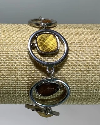 Lia Sophia Alex Bracelet Deep Brown And Yellow Stones Silver Tone Well Made - Image 1 of 4