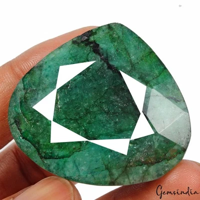 Enorme piedra preciosa brasileña extraída tierra suelta corte pera esmeralda verde natural 220 quilates Foto 1 de 4