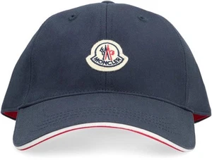 NEU MONCLER BASEBALL KAPPE MÜTZE MARINEBLAU BAUMWOLLE LOGOSTICKEREI ONE SIZE UNISEX - Bild 1 von 5