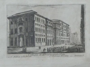 Piranesi Collegio Propaganda Fide S. Andrea Fratte Bernini aquaforte etching  - Picture 1 of 4