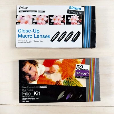 Lot Vivitar 52mm Filter Kits UV Polarizing FLD and Filter Wallet Set of Macro - Image 1 of 4
