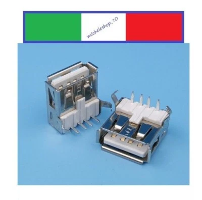 connettore a saldare USB 2.0 tipo A femmina 2 fissaggi verticale 4pin 90° PCB - Immagine 1 di 4