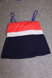 TANKINI OBERTEIL TOP GRÖSSE 40 - 42 DUNKELBLAU WEISS ORANGE SCHAUMSTOFF KÖRBCHEN - Bild 1 von 2