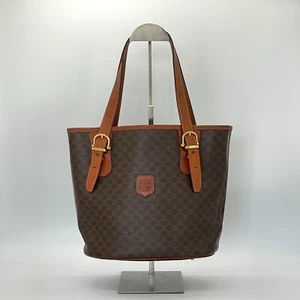 Celine Macadam Triomphe Shoulder bag Tote bag Bucket shape Leather Authentic - Picture 1 of 19