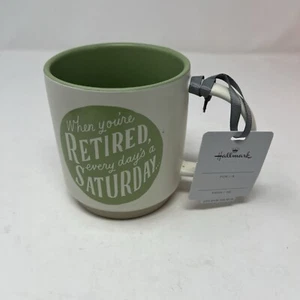 Retirement Coffee Mug Hallmark Gift Cup NEW With Tag Green And Cream In Color - Picture 1 of 7