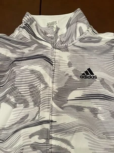 adidas Boy's White Print Tricot Track Jacket (AG6330Y)  Size L (14/16) - EUC - Picture 1 of 4