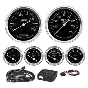 RT Classic 6 Gauge Set GPS Speedometer Tachometer 140MPH 8000RPM Electrical - Picture 1 of 15