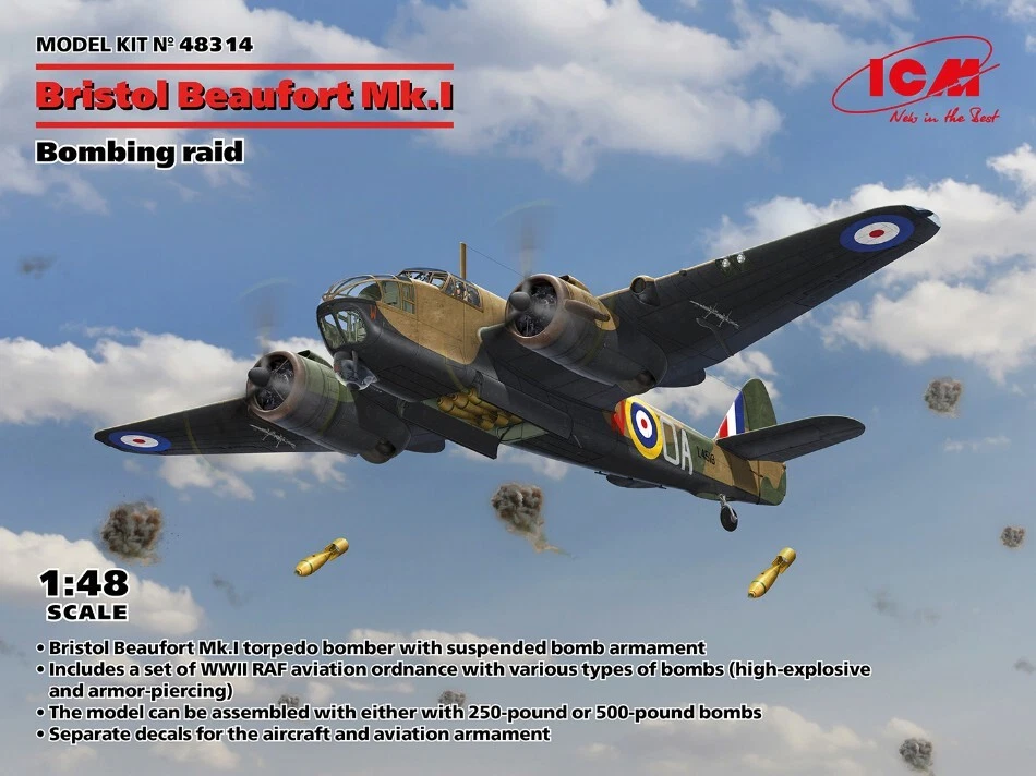 ICM BRISTOL BEAUFORT Mk.I. BOMBING RAID KIT 1:48 - Immagine 1 di 1