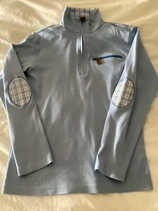 bella bliss pima cotton size 14 blue pullover wih plaid elbows - Picture 1 of 14