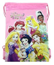 Pink Disney Princesses Licensed Drawstring Backpack Girl's Sling Gym Tote Bag