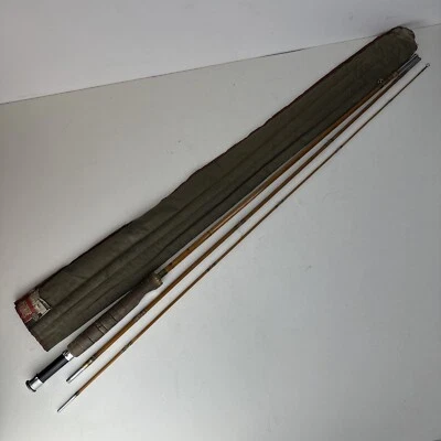 Antigua caña de pescar caña de pescar vintage de bambú dividida South Bend 24-9 tela original Foto 1 de 4