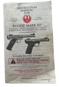 2014 Ruger Mark III Pistole Standard Target Govt Hunter 22/45 Bedienungsanleitung - Bild 1 von 4