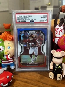 2020 Panini Prizm Red White Blue Prizm Rookie Chase Young RC #383 PSA 8 NM🏈 - Picture 1 of 3
