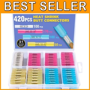 420PCS Waterproof Heat Shrink Butt Connectors Kit - Picture 1 of 9