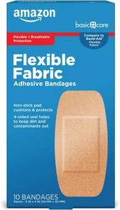 Vendajes adhesivos de tela flexibles Amazon Basic Care, XL (2 pulgadas x 4 pulgadas), Protectio - Imagen 1 de 12