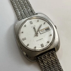 Vintage Elgin Automatic 998 17j Stainless Steel Men’s Watch - Picture 1 of 13