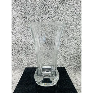Glass Vase Heavy Duty Cut Art Deco Home Decoration Any Room Clear 9.5inX4inX5.5i - Picture 1 of 10