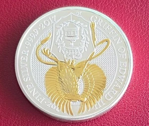2017 Great Britain 2 oz Fine Silver 9999 Color Griffin Of Edward III - Picture 1 of 2
