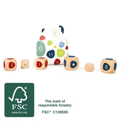 SMALL FOOT Rechenwürfel „Educate“, im Beutel, 6 Würfel zum Rechnen lernen, Matheaufgaben