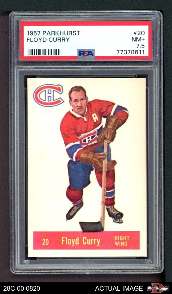 1957 Parkhurst #20 Floyd Curry Canadiens PSA 7.5 - NM+ - Image 1 of 1