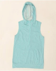 NIKE Womens 1/4 Zip Sleeveless Hoodie Jumper UK 10 Small Turquoise Cotton AC05 - Picture 1 of 3
