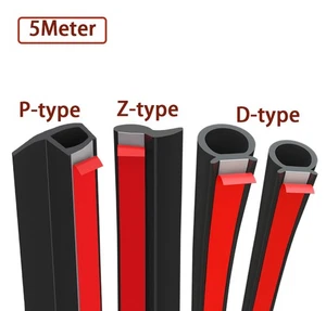 D/P/Z/B-Shape Car Door Seal Strip Self-Adhesive Weather Stripping 5Meter - Picture 1 of 10