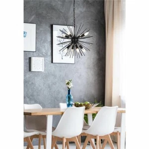 CHANDELIER SPUTNIK BLACK KITCHEN ISLAND DINING LIVING ROOM BEDROOM 8 LIGHT 20" - Picture 1 of 9