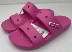 Mens Crocs Classic Double Strap Relaxed Fit Sandals Pink 206761-6QQ - Picture 1 of 4