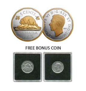 2023 Canada 5 Cent 1947 Maple Leaf Mark - 2oz Pure Silver Coin with BONUS COIN - Picture 1 of 4