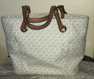Michael Kors Jet Set MK Signature Leather Straps Tote/Shoulder Handbag 15”x 10” - Image 1 of 4