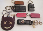 7 Vtg COACH Leather Fob Bag Charm Keychain Hang Tag Lot Photo Emoji Trigger Snap